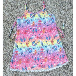 Trolls Dream Works Girls Slip Dress Rainbow Stars Lace Trim Size XS 4/5 Stretch